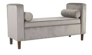 lot 75770 image: Carson Carrington Hamn Velvet Storage Bench - Gray Retail$246.99