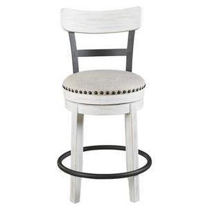 lot 75776 image: Signature Design By Ashley Valebeck Upholstered Rustic Swivel Barstool, White