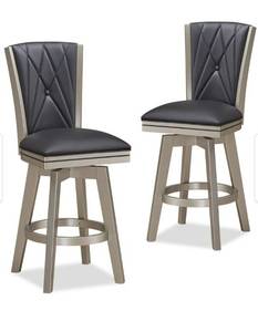 lot 75778 image: (2) Berkely Glam Welted Faux Leather Swivel