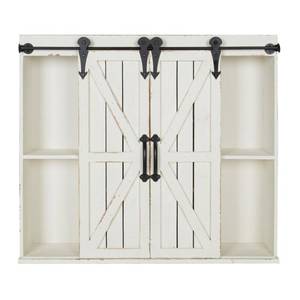 lot 75780 image: Kate and Laurel Cates Rustic Wood Wall Storage Cabinet with Barn Doors Retail$199.99