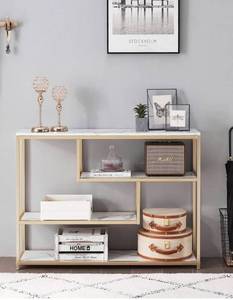 lot 75785 image: Ivinta 3-Tier Console Table with Storage, White Entryway Table with Shelves, Gold Small Table Sofa Tables for Living Room Retail$245.99