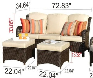 lot 75787 image: Ovios Patio Furniture 3-piece Rattan Wicker Sofa Set