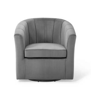 lot 75808 image: Modway Prospect Performance Velvet Swivel Armchair, Light Gray
