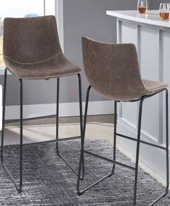 lot 75815 image: PHI VILLA Square PU Leather Counter Height Stools