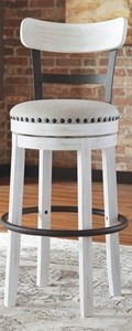 lot 75816 image: Valebeck Bar Height Swivel Barstool - White Retail$157.49