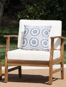 lot 75821 image: Perla Outdoor Acacia Wood Accent Chair by Christopher Knight Home