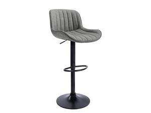 lot 75843 image: Art Leon Modern Gray Faux Leather Swivel Adjustable Height Bar Stools with Black Base Set of 2