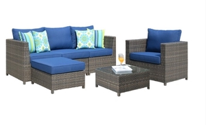 lot 75747 image: Ovios Patio Furniture Deep Seat Wicker 6-piece Set