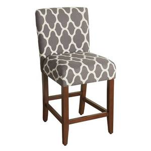 lot 50154 image: HomePop 24 inch Geo Bright Warm Grey Upholstered Counter Stool - 24 inches- Retail$113.99