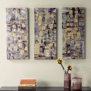 lot 50162 image: Madison Park Gilded Violet 3-Pc. Gel-Coated Canvas Print Set