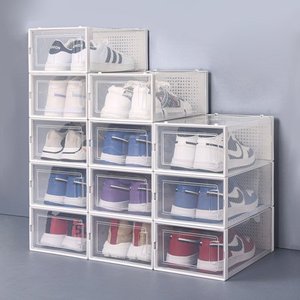 lot 50187 image: WAYTRIM Set of 12 Stackable Shoe Storage Box Sneaker Display Clear Plastic Containers in Home