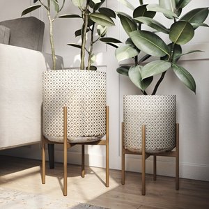 lot 50194 image: Lacey Golden Planters (Set of 2)