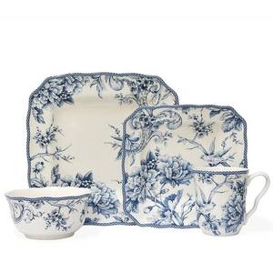 lot 50286 image: 222 Fifth Adelaide Blue 16-piece Dinnerware Set, Service for 4 Retail$107.99