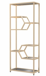 lot 50140 image: FURNITURE OF AMERICA BOOKCASE W 5MM CLEAR TEMPERED GLASS