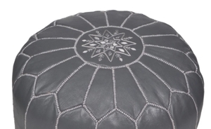 lot 50284 image: Handmade Leather Pouf Ottoman (Morocco) Retail$187.99