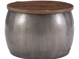 lot 50295 image: POWELL LARGE SILVER DRUM WITH STORAGE