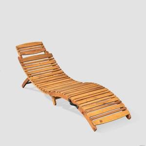 lot 50340 image: Lahaina Outdoor Acacia Wood Chaise Lounge by Christopher Knight Home Retail$128.99