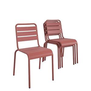 lot 50366 image: Novogratz Poolside Gossip, June Stacking Dining Chairs, 4 Pack, Persimmon