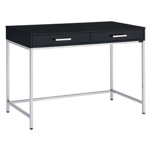 lot 50372 image: Alios Desk with Black Gloss Finish Engineered Wood and Chrome Frame