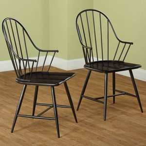 lot 50381 image: Windsor Mixed Media Arm Chair, Set of 2, BlackEspresso