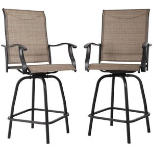 lot 50384 image: MF Studio Outdoor Swivel Bar Stools Height Bar Bistro Chair with All Weather Steel Frame, 2 Pack