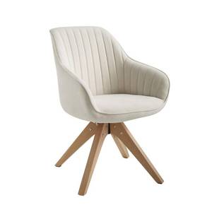 lot 67170 image: Art Leon Arthur Off White Polyester Fabric Swivel Office Accent Arm Chair with Wood Legs