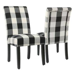 lot 67190 image: HomePop Black Plaid Parsons Dining Chair (Set of 2) Retail$194.00
