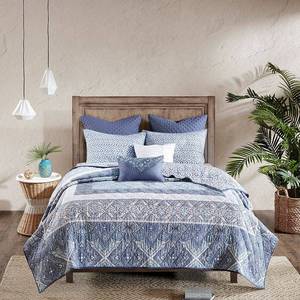 lot 50299 image: Urban Habitat Aria Blue 7-piece Cotton Reversible Coverlet Set Retail$104.99