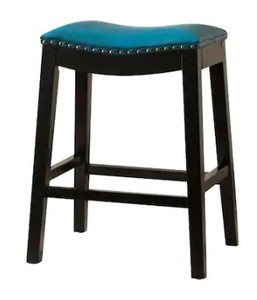 lot 50165 image: Teal Copper Grove Divjake 26 in. Bonded Leather Saddle Counter Stool Retail $125.46