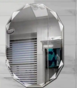 lot 50338 image: Single Beveled Edge Bath Wall Vanity Mirror Retail$179.99