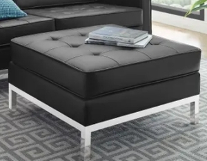 lot 50373 image: Carson Carrington Lagdom Tufted Upholstered Faux Leather Ottoman Retail$227.99