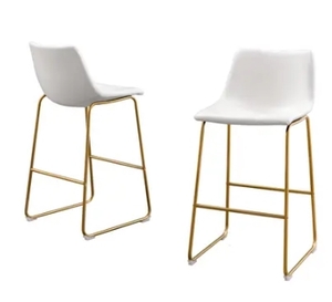 lot 50397 image: BEST QUALITY FURNITURE BARSTOOL 2 PCS SET WHITE  GOLD