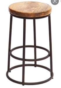 lot 67203 image: Bar Wooden Stool Walnut And Black Metal