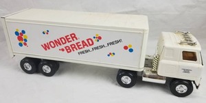 lot 4063 image: Vintage Wonder Bread  Hostess Cake Semi Delivery Truck and Trailer - Metal Toy Replica - A Great Promotional Collectible