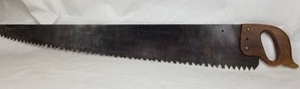lot 4314 image: HUGE Vintage Saw with Wooden Handle