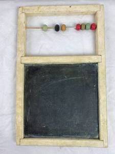 lot 4067 image: Vintage SLATE Chalkboard Abacus Childs Toy - two-sided - AWESOME FIND