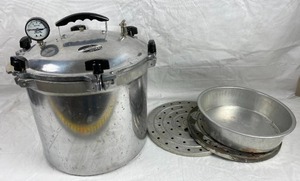 lot 4084 image: VINTAGE All American Cast Aluminum Pressure Cooker-Canner- 921 21 12 - 21.5 Qt. w Accessories Shown - These are nearly $400 online