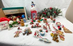 lot 4165 image: Lot of Cool Christmas Ornaments - Cute Fishing Themed and Gingerbread