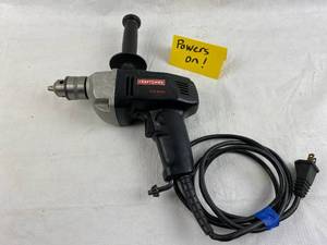 lot 4192 image: Craftsman 12 Inch Single Speed Reversible Electric Drill - Nice and Clean - Tested and Powers on w manual