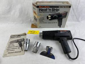 lot 4214 image: Heat and Strip Paint Remover  Heat Gun - w Extra Tips, Manual and Original Box - Tested, powered on and got hot quick