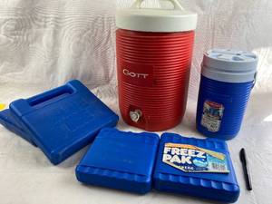lot 4226 image: Lot of Portable Coolers and Reusable Ice Packs-Coolers are Clean inside with no smells
