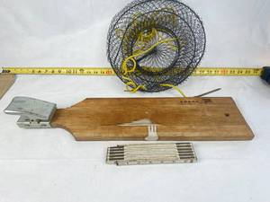 lot 4279 image: Fishing Lot - Filet Board - Fish Basket and Ruler