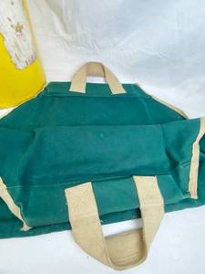 lot 4341 image: Fire Wood Carry Pouch and Yellow Bucket