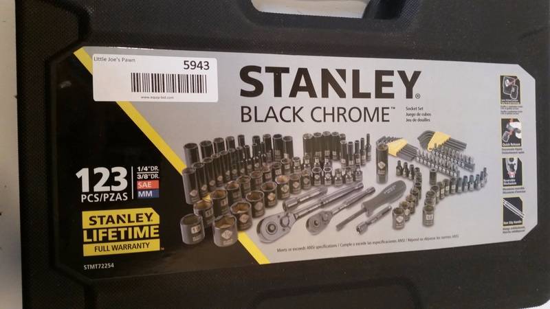 lot 5943 image: Stanley Black Chrom 123 PCS set