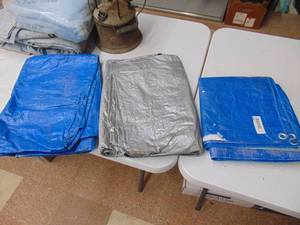 lot 1569 image: 3 Small Tarps - 8 x 8 or larger
