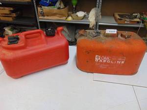 lot 1655 image: 2 Boat Gas Tanks - One metal One Plastic