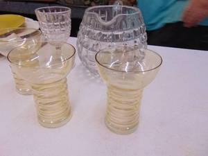 lot 1756 image: Clear Glass Pitcher and Goblet