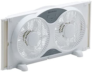 lot 10160 image: Comfort Zone 3-Speed Reversible Twin Window Fan with Remote Control (Used)