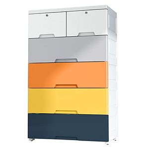 lot 10202 image: Nafenai Plastic Storage Dresser,5 Drawers Dressers chests of Drawers, Bedroom Furniture, for Kitchen Storage,Bedroom,Living Room, Bathroom Drawer,Drawers,Colorful (Cracked piece (Click Photos For Additional Photos )