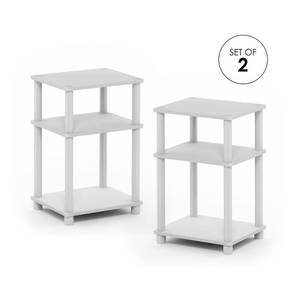 lot 10727 image: Furinno Just 3-Tier Turn-N-Tube End Table, White wWhite Tube, Set of 2